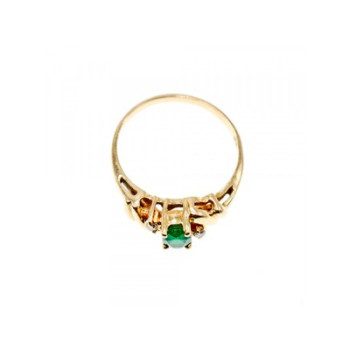 14K YELLOW GOLD  EMERALD & DIAMONDS RING SIZE 8