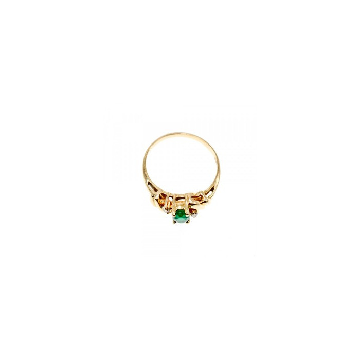 14K YELLOW GOLD  EMERALD & DIAMONDS RING SIZE 8