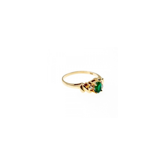 14K YELLOW GOLD  EMERALD & DIAMONDS RING SIZE 8