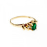 14K Yellow Gold Emerald & Diamonds Ring Size 8