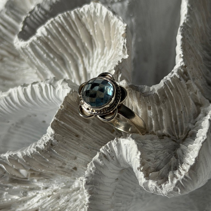 Vintage 925 Sterling Silver Aquamarine Ring Size 8