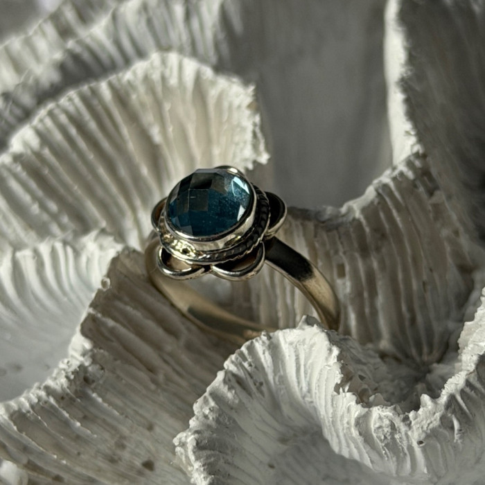 Vintage 925 Sterling Silver Aquamarine Ring Size 8