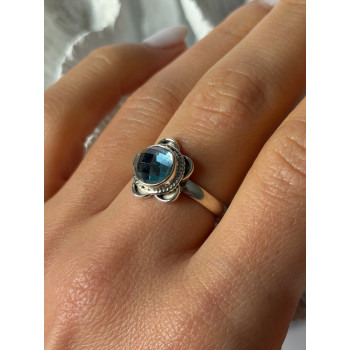 Vintage 925 Sterling Silver Aquamarine Ring Size 8