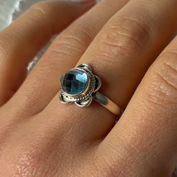 Vintage 925 Sterling Silver Aquamarine Ring Size 8
