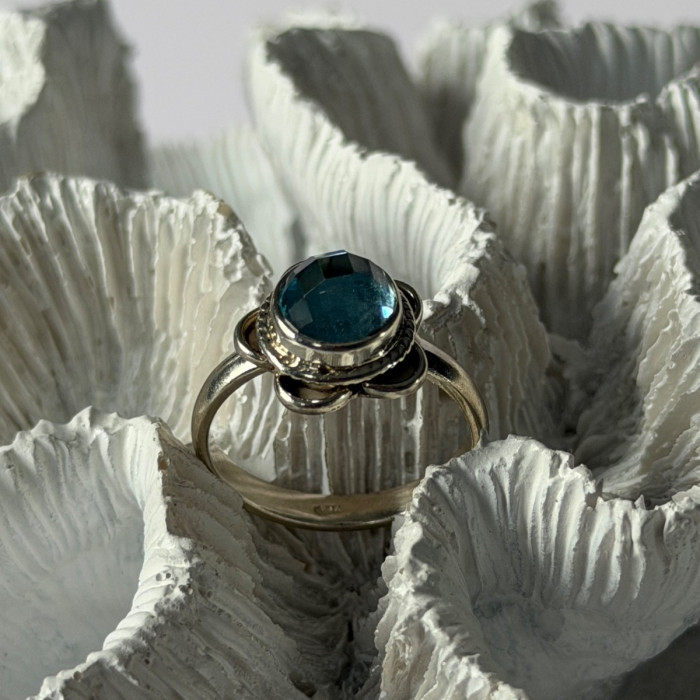 Vintage 925 Sterling Silver Aquamarine Ring Size 8