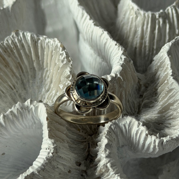 Vintage 925 Sterling Silver Aquamarine Ring Size 8
