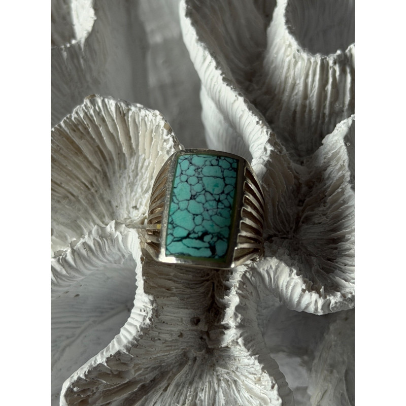 925 Sterling Silver Turquoise Ring Size 7.5