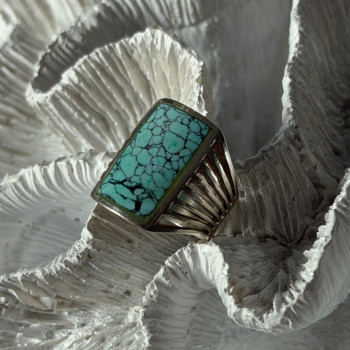925 Sterling Silver Turquoise Ring Size 7.5