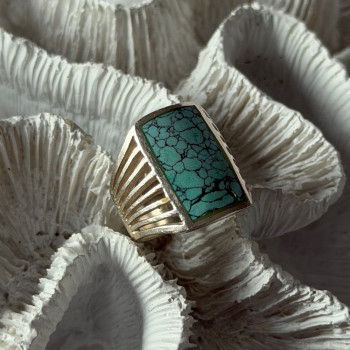 925 Sterling Silver Turquoise Ring Size 7.5