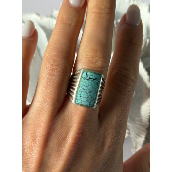 925 Sterling Silver Turquoise Ring Size 7.5
