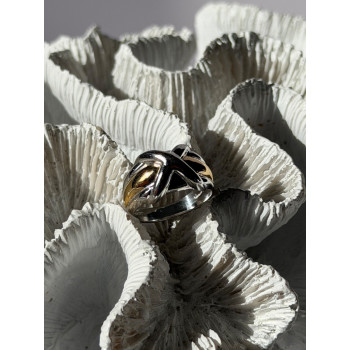 925 Sterling Silver Gold Plated Part Ring Size 7
