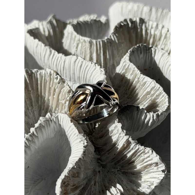 925 Sterling Silver Gold Plated Part Ring Size 7