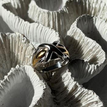 925 Sterling Silver Gold Plated Part Ring Size 7