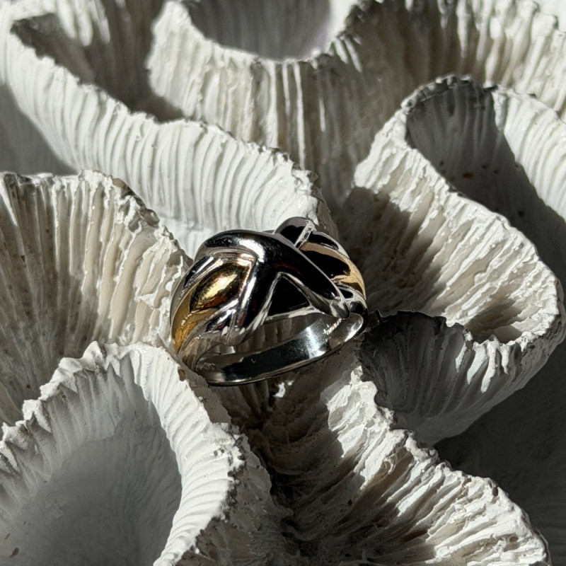 925 Sterling Silver Gold Plated Part Ring Size 7