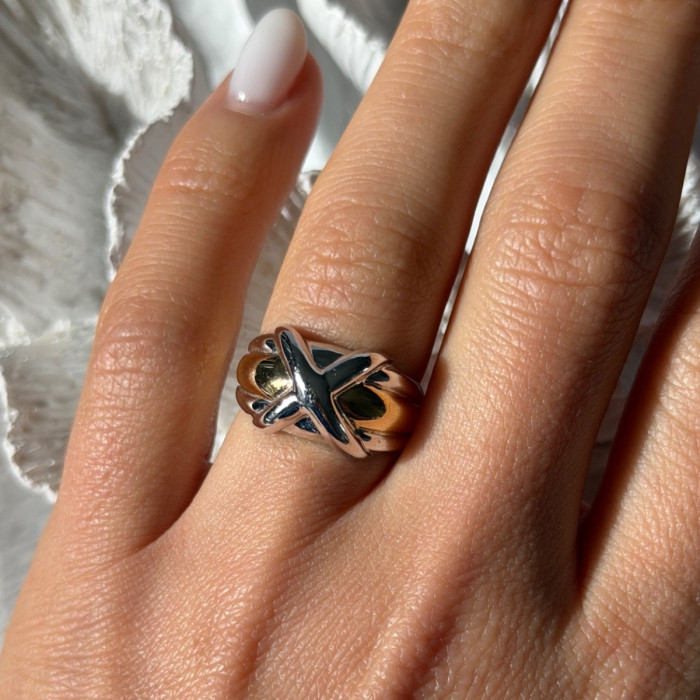 925 Sterling Silver Gold Plated Part Ring Size 7