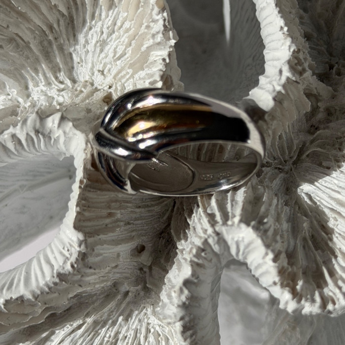 925 Sterling Silver Gold Plated Part Ring Size 7