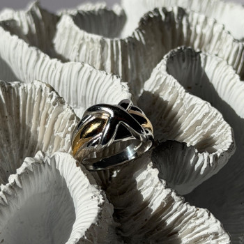 925 Sterling Silver Gold Plated Part Ring Size 7