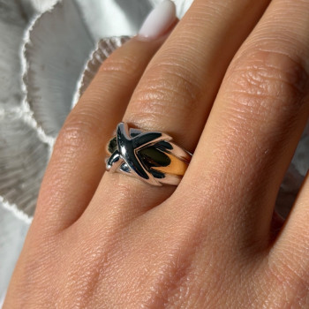 925 Sterling Silver Gold Plated Part Ring Size 7