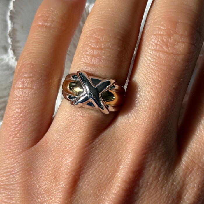 925 Sterling Silver Gold Plated Part Ring Size 7