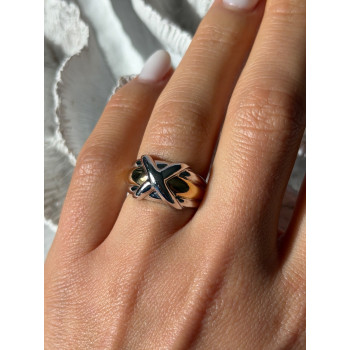 925 Sterling Silver Gold Plated Part Ring Size 7