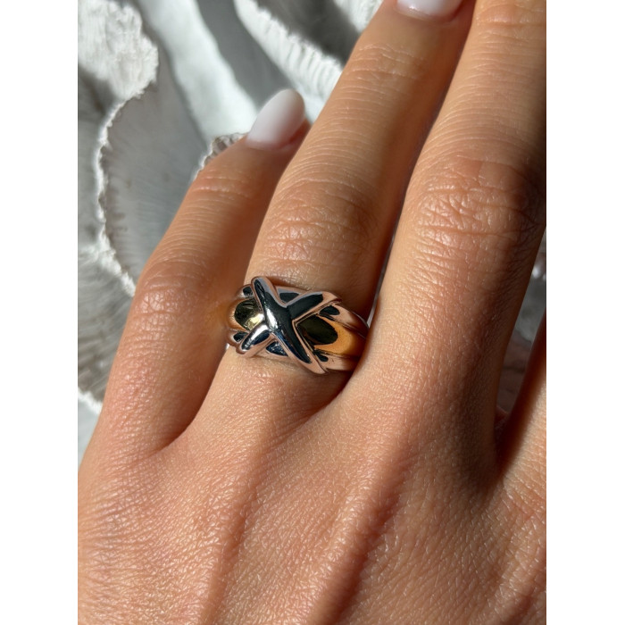 925 Sterling Silver Gold Plated Part Ring Size 7