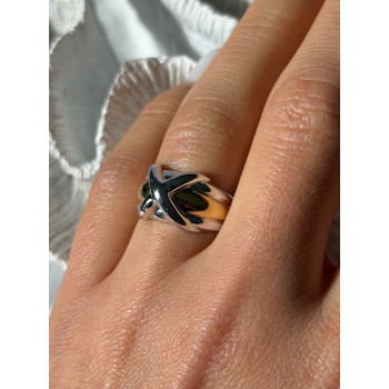 925 Sterling Silver Gold Plated Part Ring Size 7