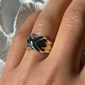 925 Sterling Silver Gold Plated Part Ring Size 7