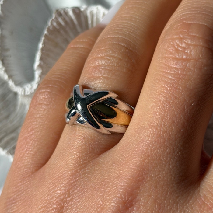 925 Sterling Silver Gold Plated Part Ring Size 7