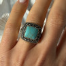 Vintage 925 Sterling Silver Turquoise & Marcasite Ring Size 6