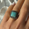 Vintage 925 Sterling Silver Turquoise & Marcasite Ring Size 6