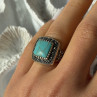Vintage 925 Sterling Silver Turquoise & Marcasite Ring Size 6
