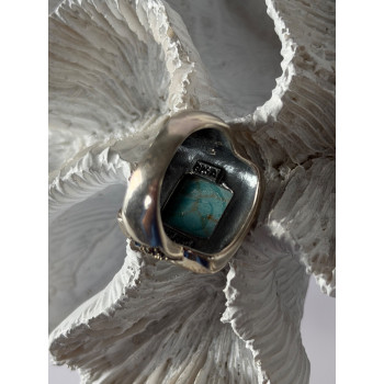 Vintage 925 Sterling Silver Turquoise & Marcasite Ring Size 6