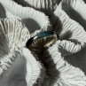 925 Sterling Silver Turquoise & Onyx Ring Size 7