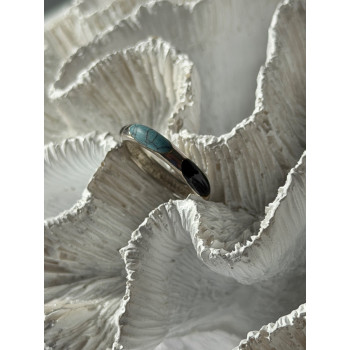 925 Sterling Silver Turquoise & Onyx Ring Size 7