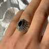 925 Sterling Silver Onyx & Marcasite Ring Size 6.5