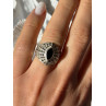 925 Sterling Silver Onyx & Marcasite Ring Size 6.5