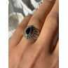 925 Sterling Silver Onyx & Marcasite Ring Size 6.5
