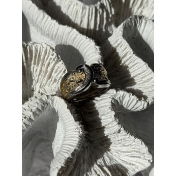 925 Sterling Silver Gold Plated Part Colorless Sapphire Ring Size 5