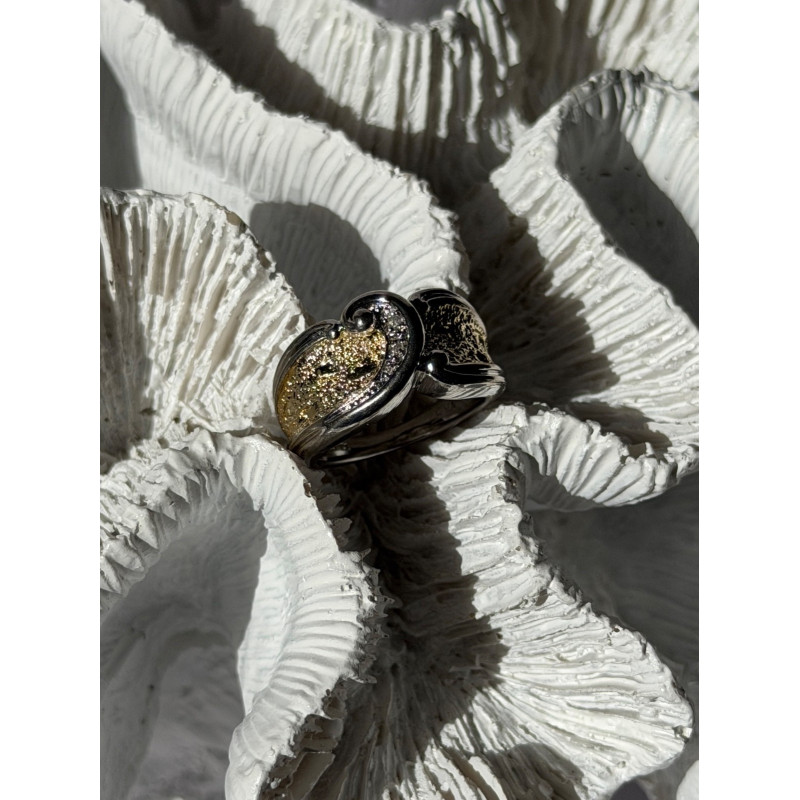 925 Sterling Silver Gold Plated Part Colorless Sapphire Ring Size 5