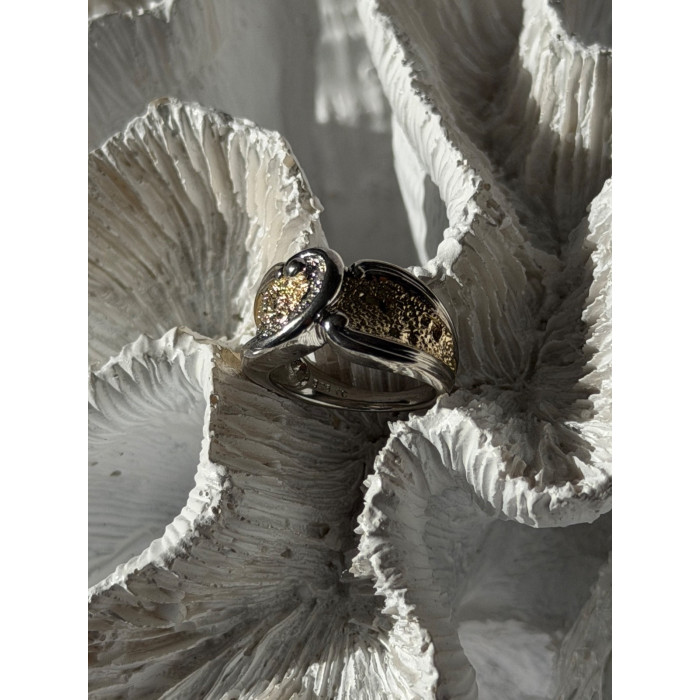 925 Sterling Silver Gold Plated Part Colorless Sapphire Ring Size 5