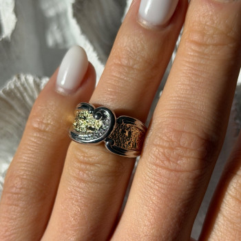 925 Sterling Silver Gold Plated Part Colorless Sapphire Ring Size 5