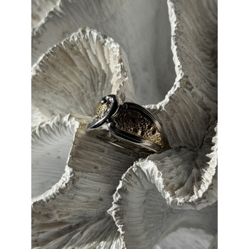 925 Sterling Silver Gold Plated Part Colorless Sapphire Ring Size 5