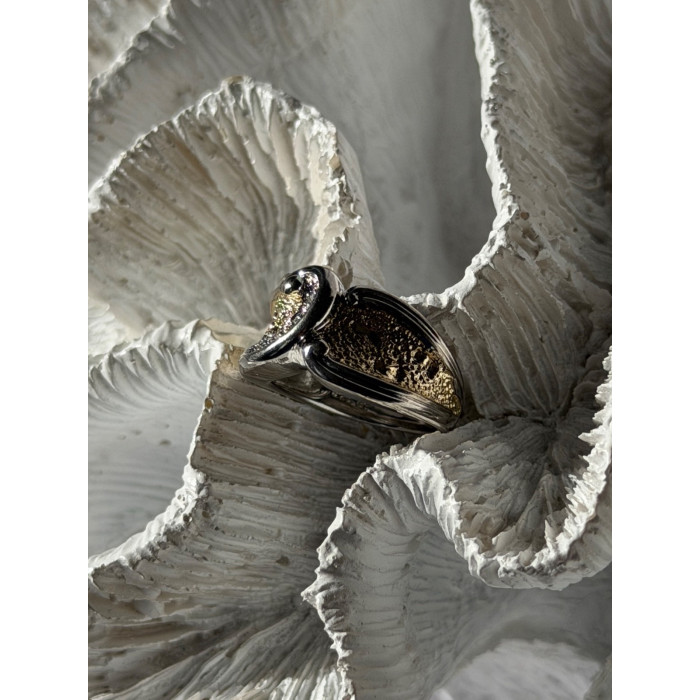 925 Sterling Silver Gold Plated Part Colorless Sapphire Ring Size 5