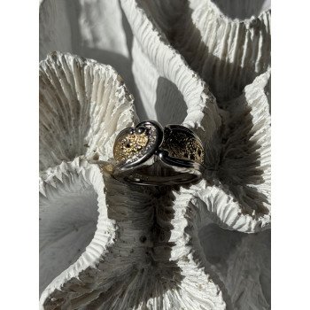 925 Sterling Silver Gold Plated Part Colorless Sapphire Ring Size 5