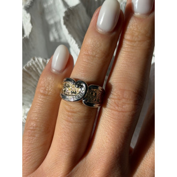 925 Sterling Silver Gold Plated Part Colorless Sapphire Ring Size 5