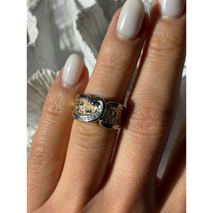 925 Sterling Silver Gold Plated Part Colorless Sapphire Ring Size 5