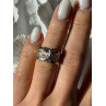 925 Sterling Silver Gold Plated Part Colorless Sapphire Ring Size 5