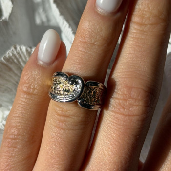 925 Sterling Silver Gold Plated Part Colorless Sapphire Ring Size 5