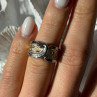 925 Sterling Silver Gold Plated Part Colorless Sapphire Ring Size 5