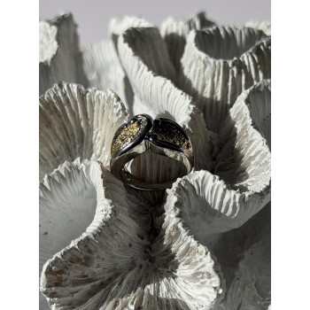 925 Sterling Silver Gold Plated Part Colorless Sapphire Ring Size 5